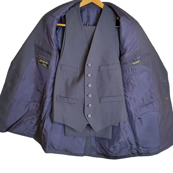 Vintage Blue Pinstripe 3pc Suit by JCPenney - 38R - Picture 2 of 16